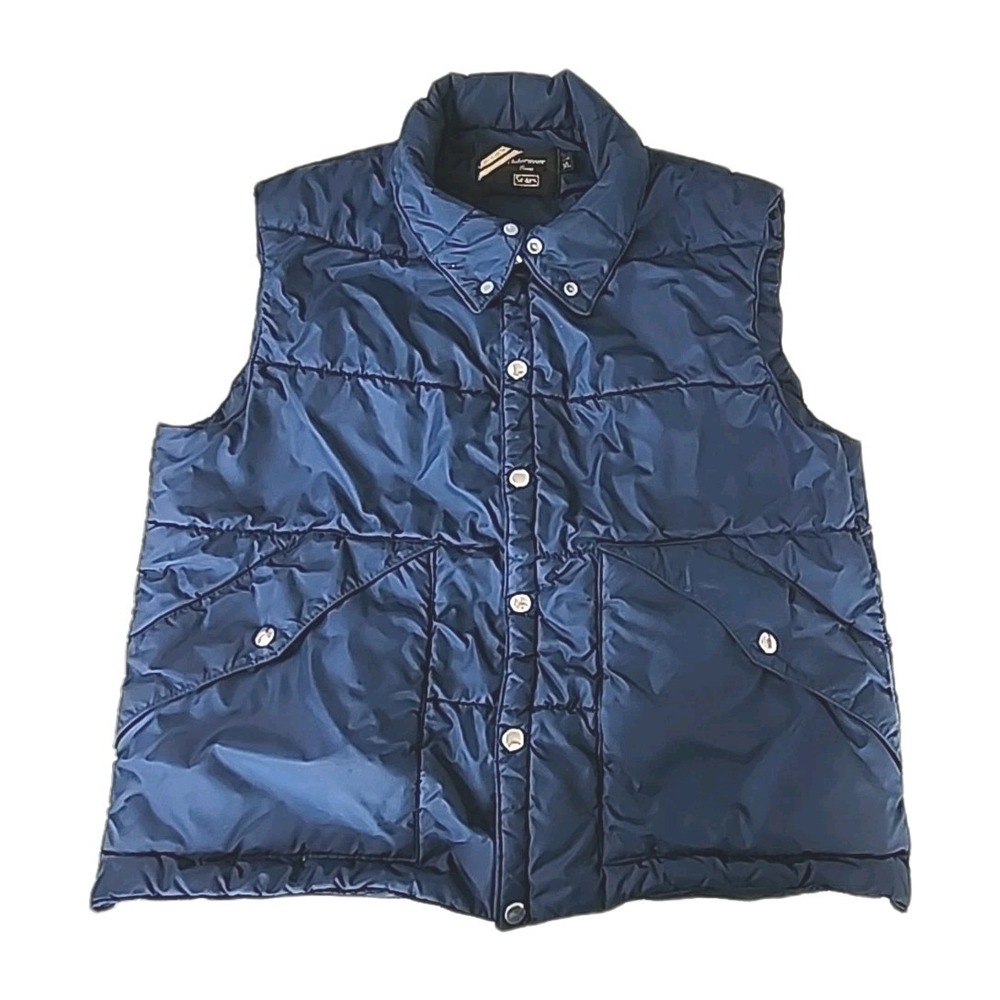 Vintage Y2K Outerwear By Sears Unisex XL* Quilted Puffer Vest Navy Snaps EUC